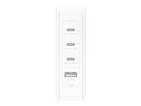 Belkin BoostCharge Pro - Strömadapter - GaN-teknik - 140 Watt - Fast Charge, Strömmatning 3.1 - 4 utdatakontakter (USB, 3 x USB-C) - vit WCH014BTWH