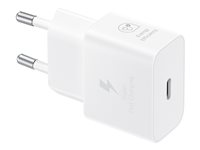 Samsung EP-T2510X - Strömadapter - med datakabel - 25 Watt - 3 A - PD 3.0, SFC, PD/PPS (24 pin USB-C) - på kabel: USB-C - vit EP-T2510XWEGEU