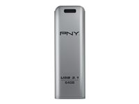 PNY FD64GESTEEL31G-EF, 64 GB, 3.2 Gen 1 (3.1 Gen 1), 20 MB/s, Friktionslager, Rostfritt stål FD64GESTEEL31G-EF