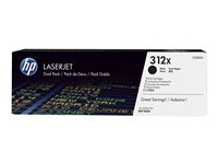 HP Äkta 312X 2-pack Black LaserJet-tonerkassetter med hög kapacitet, 8800 sidor, Svart, 2 styck CF380XD