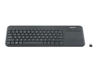 Logitech K400 Plus Tv, Fullstor (100 %), Trådlös, RF Trådlös, AZERTY, Svart 920-007129