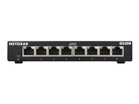 NETGEAR GS308-300PES, Ohanterad, L2, Gigabit Ethernet (10/100/1000), Monteringsbar på väggen GS308-300PES