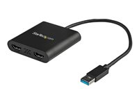 StarTech.com USB 3.0 till dubbel HDMI-adapter - 1x 4K 30Hz och 1x 1080p - Externt video- och grafikkort - USB Type-A till HDMI dubbel skärmadapter - Stöder endast Windows - Svart, 3.2 Gen 1 (3.1 Gen 1), USB Type-A, HDMI-utgång, 3840 x 2160 pixlar USB32HD2