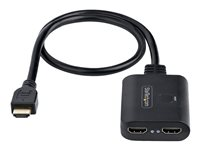 StarTech.com HDMI-splitter med 2 portar, 4K 60 Hz HDMI 2.0 Video, 4K HDMI Splitter 1 in 2 ut, 1x2 HDMI-skärm-/-utgångssplitter, HDR/HDCP, 50 cm inbyggd HDMI-kabel, HDMI, 2x HDMI, 4096 x 2160 pixlar, Svart, Akrylnitrilbutadienstyren (ABS), 4K Ultra HD HDMI-SPLITTER-4K60UP