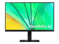 Samsung ViewFinity S6 S24D600EAU - S60UD Series - LED-skärm - 24" - 2560 x 1440 QHD @ 100 Hz - IPS - 350 cd/m² - 1000:1 - HDR10 - 5 ms - HDMI, DisplayPort - svart LS24D600EAUXEN