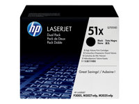 HP 51X svart LaserJet-tonerkassett med hög kapacitet, original, 2-pack, 26000 sidor, Svart, 2 styck Q7551XD