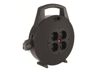 Cable reel, 4 earthed outlets, 10m, temperature fuse, black 393.002