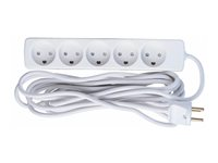 5-way Danish Power Strip 5m With Earth, without ON/OFF GRU0055WDK