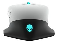 Alienware AW610M, högerhand, Optisk, RF Wireless + USB Type-A, 16000 DPI, 1 ms, Svart, Grå AW610M-W-DAEM