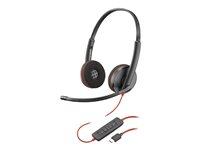 Poly Blackwire C3220 - 3200 Series - headset - på örat - kabelansluten - aktiv brusradering - USB-C - svart - Skype-certifierat, Avaya-certifierad, Cisco Jabber-certifierad 80S07AA