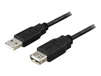 Deltaco USB2-15S, 1 m, USB A, USB A, USB 2.0, Svart USB2-15S