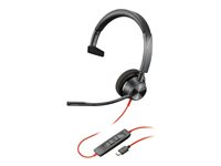 Poly Blackwire 3310 - Blackwire 3300 series - headset - på örat - kabelansluten - aktiv brusradering - USB-C - svart 767F8AA