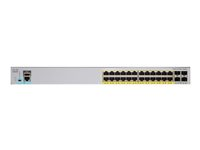 Cisco Catalyst 2960L-24PQ-LL - Switch - Managed - 24 x 10/100/1000 (PoE+) + 4 x 1 Gigabit / 10 Gigabit SFP+ - desktop, rack-mountable - PoE+ (195 W) WS-C2960L-24PQ-LL