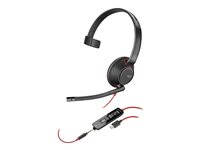 Poly Blackwire C5210 - Blackwire 5200 series - headset - på örat - kabelansluten - aktiv brusradering - 3,5 mm kontakt, USB-C - svart - Certifierad för Skype for Buisness, Certifierad för Microsoft-teams, Avaya-certifierad, Cisco Jabber-certifierad 805H4A6