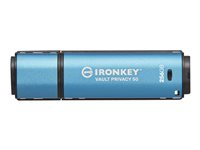 Kingston Technology IronKey Vault Privacy 50, 256 GB, USB Type-A, 3.2 Gen 1 (3.1 Gen 1), 230 MB/s, Keps, Svart, Blå IKVP50/256GB