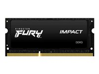 Kingston FURY Impact - DDR3L - modul - 8 GB - SO DIMM 204-pin - 1866 MHz / PC3L-14900 - CL11 - 1.35 / 1.5 V - ej buffrad - icke ECC - svart KF318LS11IB/8