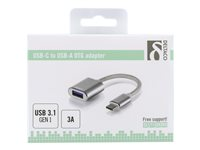 Deltaco USBC-1276, 0,1 m, USB C, USB A, Silver USBC-1276