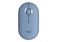 Logitech Pebble M350, Ambidextrous, Optisk, Trådlös RF + Bluetooth, 1000 DPI, Blå, Grå 910-005719