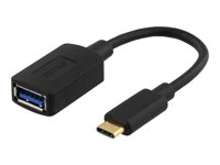 Deltaco USBC-1204, 0,15 m, USB C, USB A, Svart USBC-1204