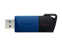 Kingston Technology DataTraveler Exodia M, 64 GB, USB Type-A, 3.2 Gen 1 (3.1 Gen 1), Friktionslager, 20 g, Svart, Blå DTXM/64GB-2P
