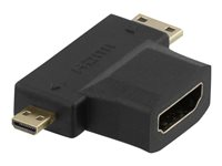 Deltaco HDMI-22G, 19-pin HDMI Type A, 19-pin HDMI Type A, 19 Pins Micro HDMI Type D, Svart HDMI-22G