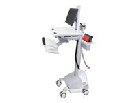 Ergotron StyleView EMR Cart with LCD Pivot, SLA Powered, Multimediavagn, Gjuten aluminium, Grå, Vit, Plattskärm, 16 kg, 55,9 cm (22"), 75 x 75,100 x 100 mm SV42-6301-2