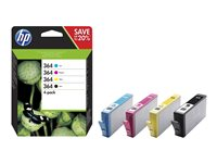 HP 364 - 4-pack - svart, gul, cyan, magenta - original - blister - bläckpatron - för Deskjet 35XX, Photosmart 55XX, 55XX B111, 65XX, 7510 C311, 7520, Wireless B110 N9J73AE#301