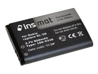 Insmat 106-9328, Batteri, Nokia, Nokia BL-5B Sopii mm: 3220, 3230, 5070, 5140, 5140i, 5200, 5300 XpressMusic, 5320 XpressMusic,..., Svart, Litium-Ion (Li-Ion), 900 mAh 106-9328