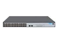 HPE 1420-24G-2SFP+ 10G Uplink Switch - Switch - ohanterad - 24 x 10/100/1000 + 2 x 1 Gigabit / 10 Gigabit SFP+ - skrivbordsmodell, rackmonterbar JH018A#ABB