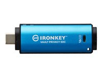 Kingston Technology IronKey Vault Privacy 50, 16 GB, USB Type-C, 3.2 Gen 1 (3.1 Gen 1), 250 MB/s, Keps, Svart, Blå IKVP50C/16GB