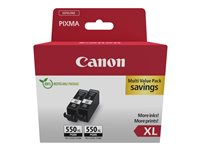 Canon PGI-550PGBK XL Twin pack - 2-pack - 15 ml - Lång livslängd - svart - original - hängande låda - bläcktank - för PIXMA iP8750, iX6850, MG5550, MG5650, MG6450, MG6650, MG7150, MG7550, MX725, PIXUS MG7550 6431B010