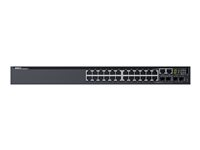 Dell Networking S3124P - Switch - L3 - Administrerad - 24 x 10/100/1000 (PoE+) + 2 x 10 Gigabit SFP+ + 2 x kombinations-Gigabit SFP - främre till bakre luftflöde - rackmonterbar - PoE+ (30.8 W) - med 1 års ProSupport med service på plats nästa arbets 210-AIMO