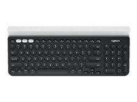 Logitech K780 Multi-Device Wireless Keyboard, Fullstor (100 %), Trådlös, Trådlös RF + Bluetooth, QWERTY, Grå, Vit 920-008043