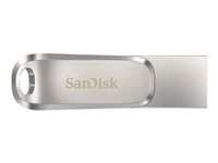 SanDisk Ultra Dual Drive Luxe - USB flash-enhet - 128 GB - USB 3.1 Gen 1 / USB-C - silver SDDDC4-128G-G46