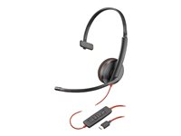 Poly Blackwire 3210 - 3200 Series - headset - på örat - kabelansluten - aktiv brusradering - USB-C - svart - Skype-certifierat, Avaya-certifierad, Cisco Jabber-certifierad 80S09AA