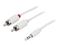 Deltaco MM-138B, 2 x RCA, Hankoppling, 3,5mm, Hankoppling, 0,5 m, Vit MM-138B