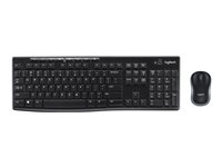 Logitech Wireless Combo MK270, Fullstor (100 %), Trådlös, USB, QWERTY, Svart, Mus inkluderad 920-004523