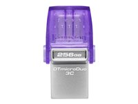 Kingston Technology DataTraveler microDuo 3C, 256 GB, USB Type-A / USB Type-C, 3.2 Gen 1 (3.1 Gen 1), 200 MB/s, Andra, Rostfritt stål, Lila DTDUO3CG3/256GB