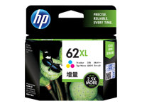 HP 62XL - Lång livslängd - färg (cyan, magenta, gul) - original - bläckpatron - för Envy 55XX, 56XX, 76XX, Officejet 200, 250, 252, 57XX, 8040 C2P07AE