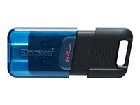 Kingston Technology DataTraveler 80 M, 64 GB, USB Type-C, 3.2 Gen 1 (3.1 Gen 1), 200 MB/s, Keps, Svart, Blå DT80M/64GB