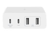 Belkin BoostCharge GaN - Strömadapter - 108 Watt - 4 utdatakontakter (2 x USB, 2 x USB-C) - vit WCH010VFWH