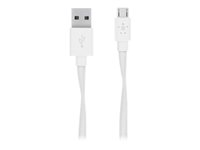 Belkin Flat Micro-USB to USB-A, 1,2 m, USB A, Micro-USB A, Hane/Hane, Vit F2CU046BT06-WHT