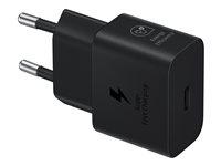 Samsung EP-T2510X - Strömadapter - med datakabel - 25 Watt - 3 A - PD 3.0, SFC, PD/PPS (24 pin USB-C) - på kabel: USB-C - svart EP-T2510XBEGEU