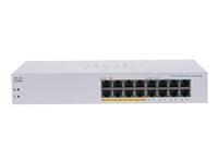 Cisco Business 110 Series 110-16PP - Switch - ohanterad - 8 x 10/100/1000 (PoE) + 8 x 10/100/1000 - skrivbordsmodell, rackmonterbar, väggmonterbar - PoE (64 W) CBS110-16PP-UK