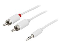 Deltaco MM-140B, 2 x RCA, Hankoppling, 3,5mm, Hankoppling, 2 m, Vit MM-140B