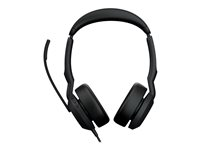 Jabra Evolve2 50 UC Stereo - Headset - på örat - kabelansluten - aktiv brusradering - USB-A - svart - Zoomcertifierad, Cisco Webex Certified, Optimerad för UC, Optimerat för Google Meet, Optimerat för Microsoft Teams, Alcatel-Lucent-certifierad, Avay 25089-989-999