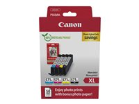 Canon CLI-571 XL C/M/Y/BK Photo Value Pack - 4-pack - 11 ml - Lång livslängd - svart, gul, cyan, magenta - original - hängande låda - bläckbehållare / papperspaket - för PIXMA TS5051, TS5053, TS5055, TS6050, TS6051, TS6052, TS8051, TS8052, TS9050, TS 0332C006