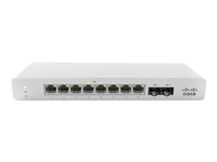 Cisco Meraki Cloud Managed MS120-8 - Switch - Administrerad - 8 x 10/100/1000 + 2 x Gigabit SFP - skrivbordsmodell, väggmonterbar MS120-8-HW